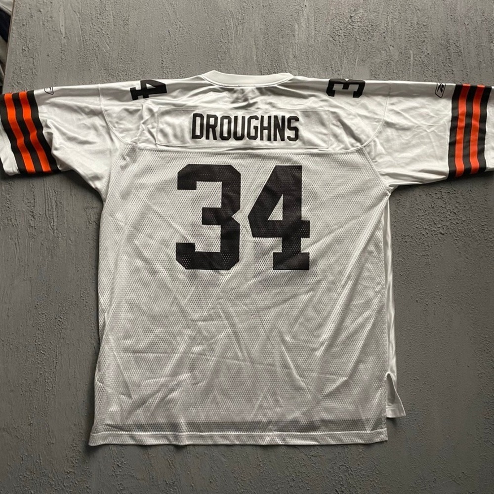 Vintage Cleveland Browns Droughns Jersey Mens 2XL White 2000s Reebok